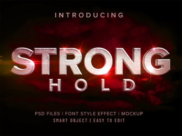 3D Strong hold font style effect mockup