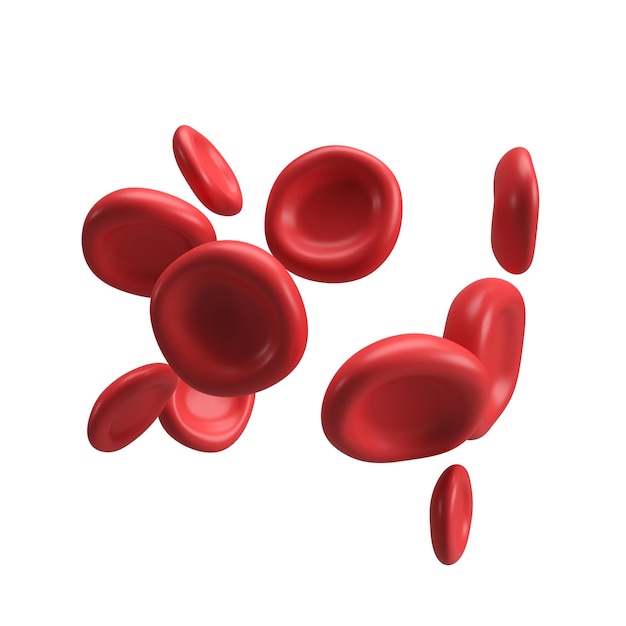 PSD 3d-stroom rode bloedcellen ijzer bloedplaatjes erytrocyt realistische medische analyse illustratie