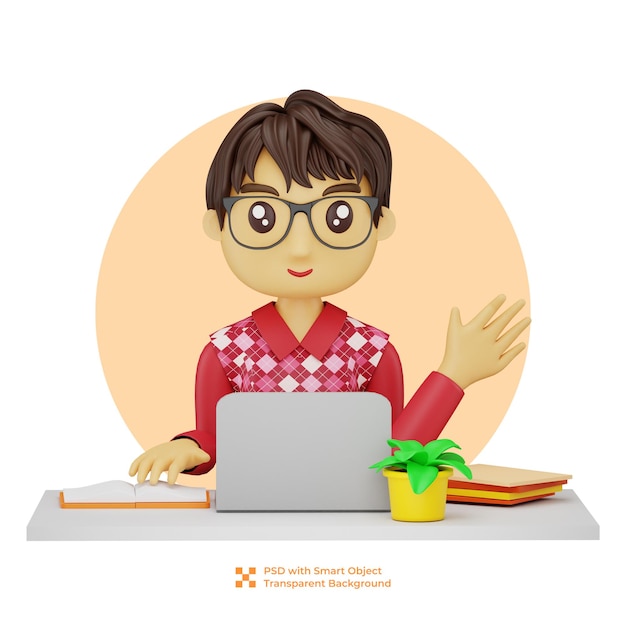 3D student studeert