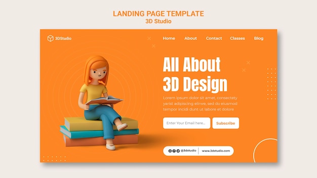 PSD 3d studio landing page template