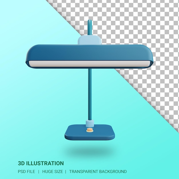 3d study lamp illustration with transparent background