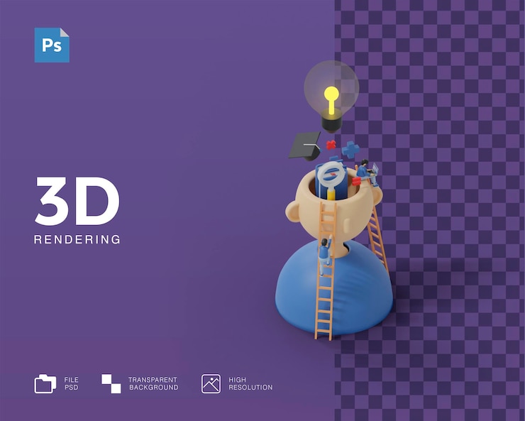 PSD 3d学習イラスト