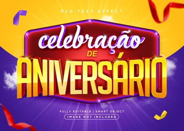 PSD 3d style aniversario text effect