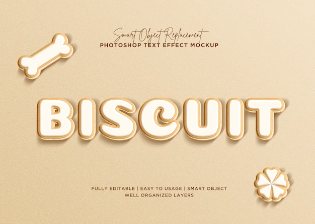 3d style biscuit text effect