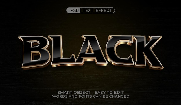 3d style black text effect premium Psd