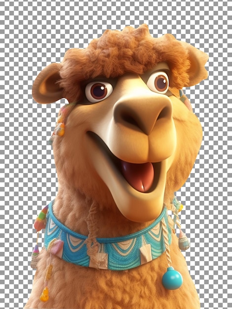 PSD 3d style cartoon camel isolated on transparent background