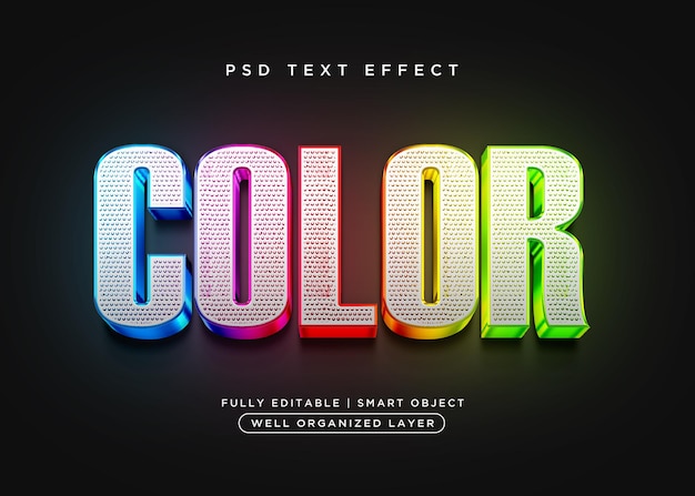 PSD effetto testo a colori in stile 3d