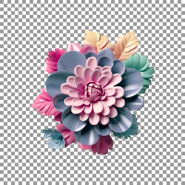 3d стиль красочный цветок, изолированные на прозрачном фоне