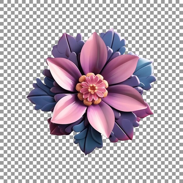 PSD 3d style colourful flower isolated on transparent background