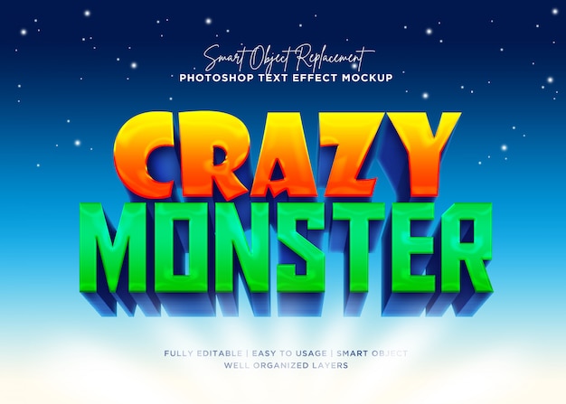 3d style crazy monster text effect