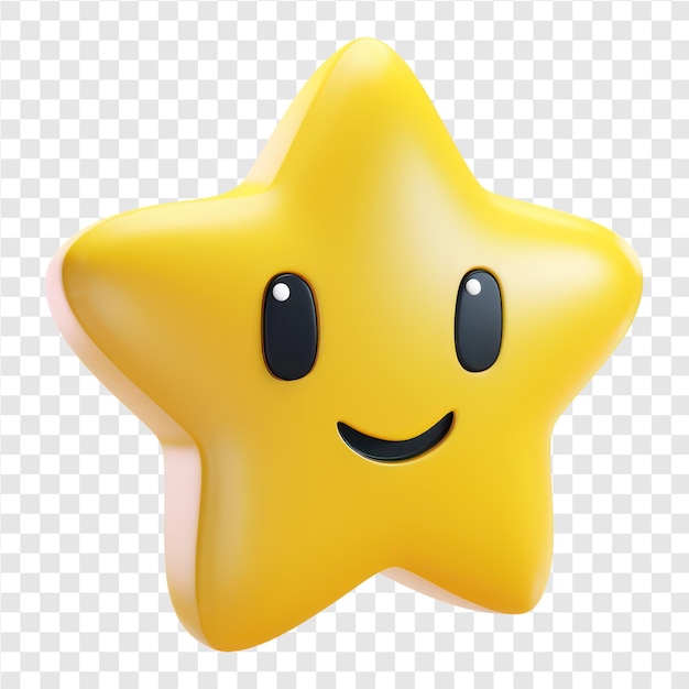 PSD 3d style cute smiling star icon on transparent background