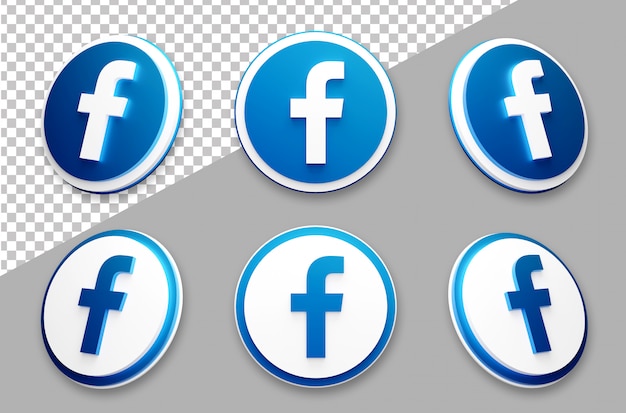 PSD insieme di logo di social media di facebook in stile 3d