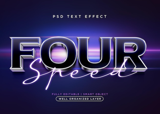 PSD 3d style four text effect