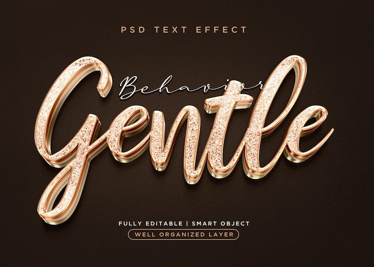 PSD 3d style gentle text effect