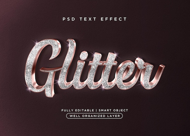 3d style glitter text effect