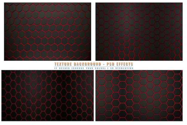 PSD 3d style glowing hexagonal pattern on transparent background