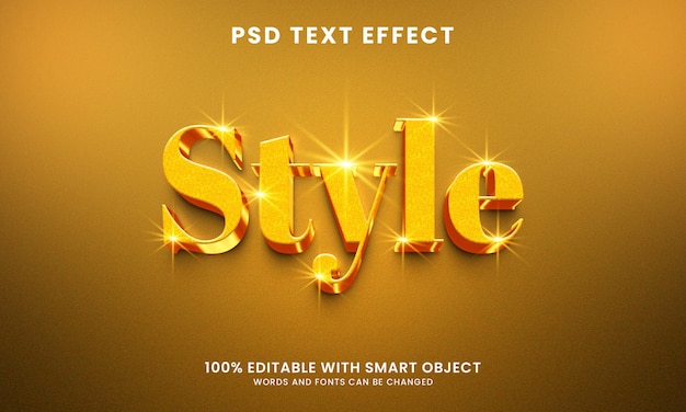 3d style golden color text effect with glitter