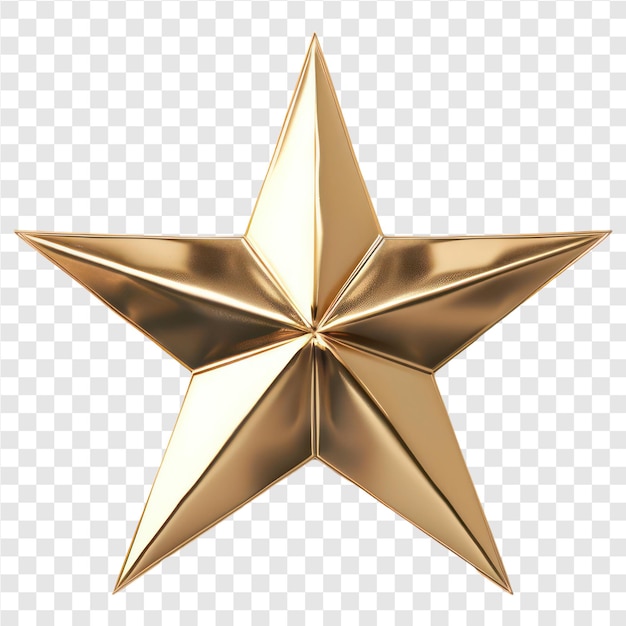 PSD 3d style golden twinkle star on transparent background