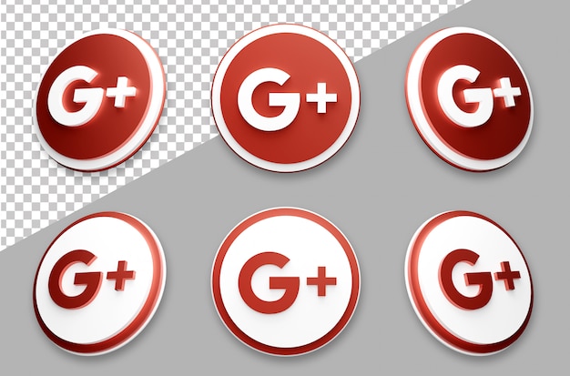 Insieme di logo di social media di google in stile 3d