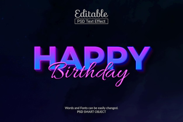 3d style happy birthday text effect