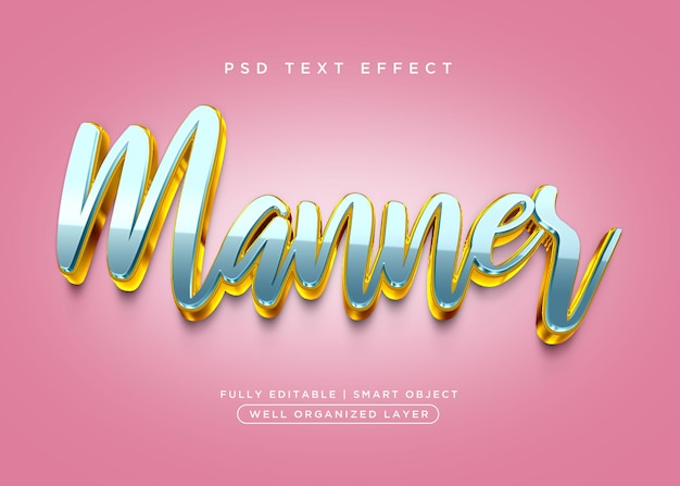 3d style manner text effect