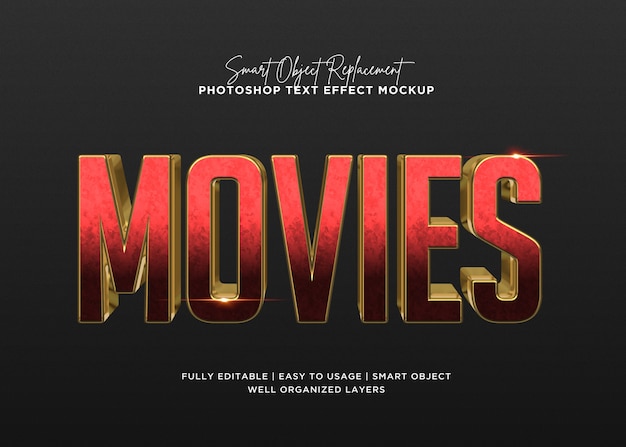 3d style movies text effect template
