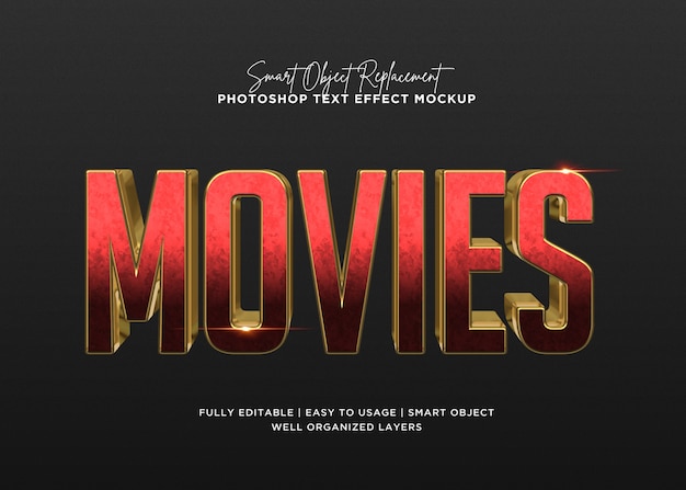 PSD 3d style movies text effect template