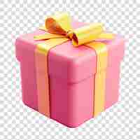 PSD 3d style pink gift box isolated on transparent background png
