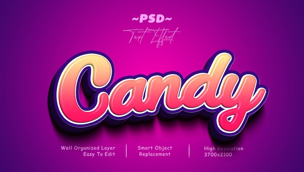 PSD 3d style psd candy editable text effect