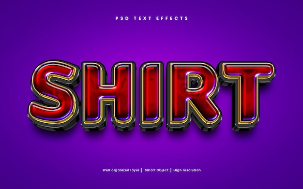 3D style red Shirt editable text effect