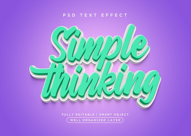 3d style simple think text effect