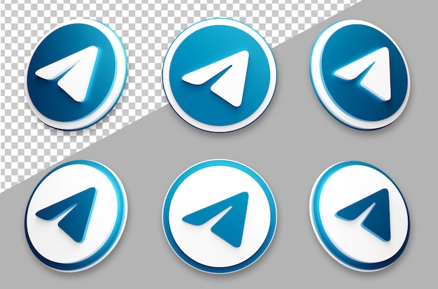 PSD 3d style telegram social media logo set