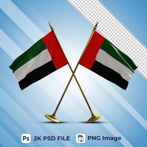 PSD stile 3d, bandiera degli emirati arabi uniti che sventola