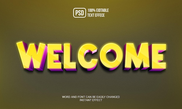 3d style welcome text effect