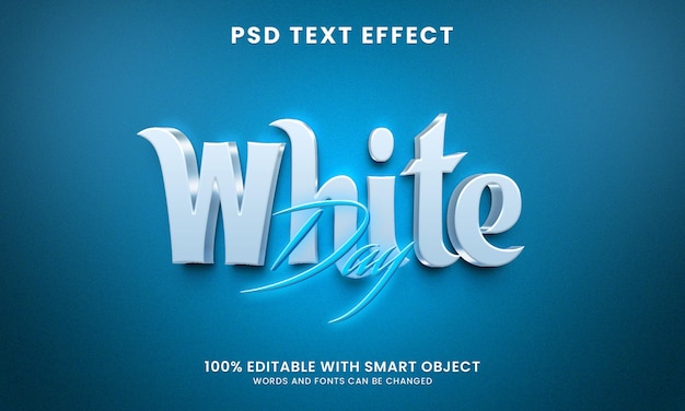 Modello di effetto testo giorno bianco in stile 3d