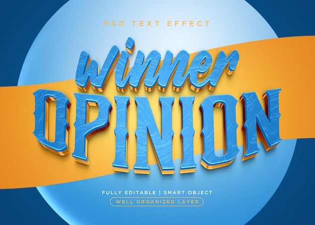 PSD 3d style winner text effect