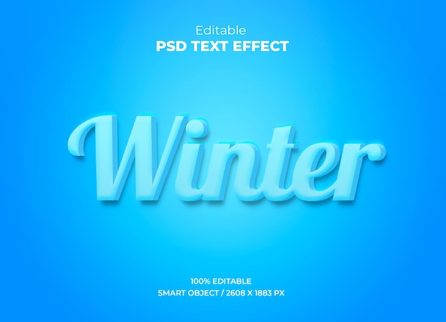 3d style winter text effect editable