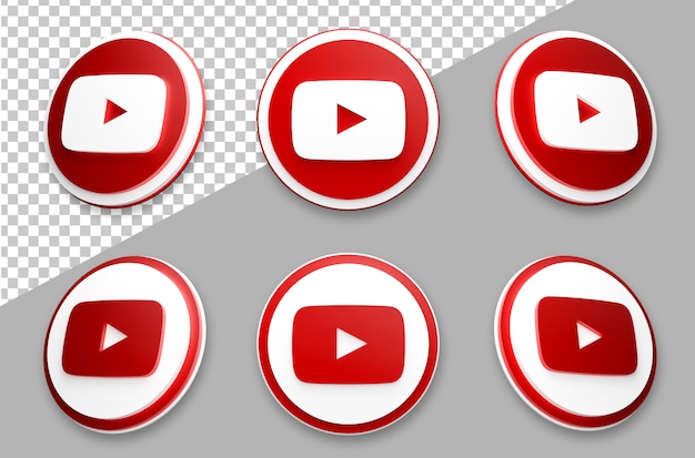 Insieme di logo di social media di youtube in stile 3d