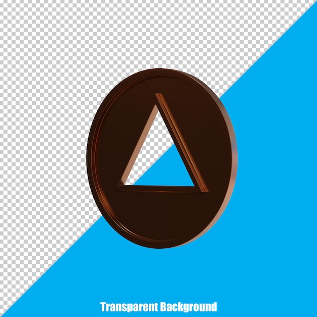 3d stylized bronze coin on transparent background