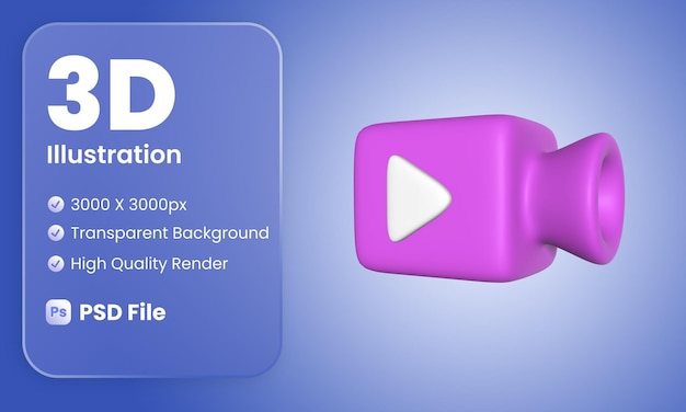 PSD design dell'illustrazione della fotocamera stilizzata 3d