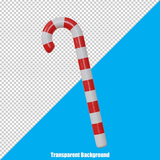 PSD 3d stylized candy cane on transparent background