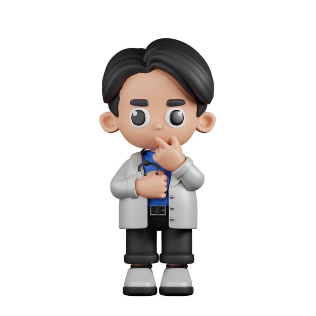 3d stylized character doctor curious pose