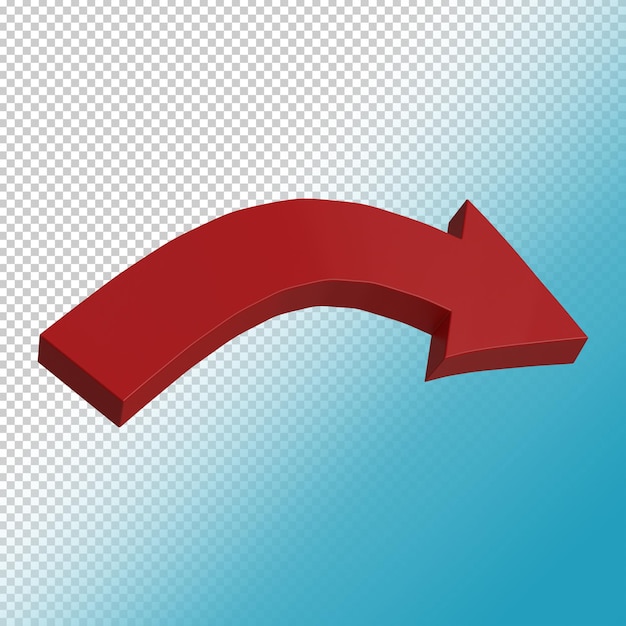 PSD 3d stylized curved red arrow