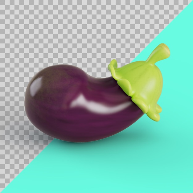 PSD 3d stylized eggplant render