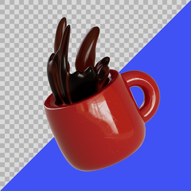 3d stylized falling coffee mug