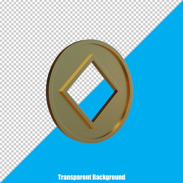 PSD 3d stylized gold coin on transparent background