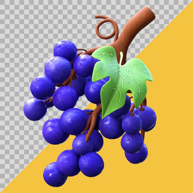 PSD 3d stylized grape fruit