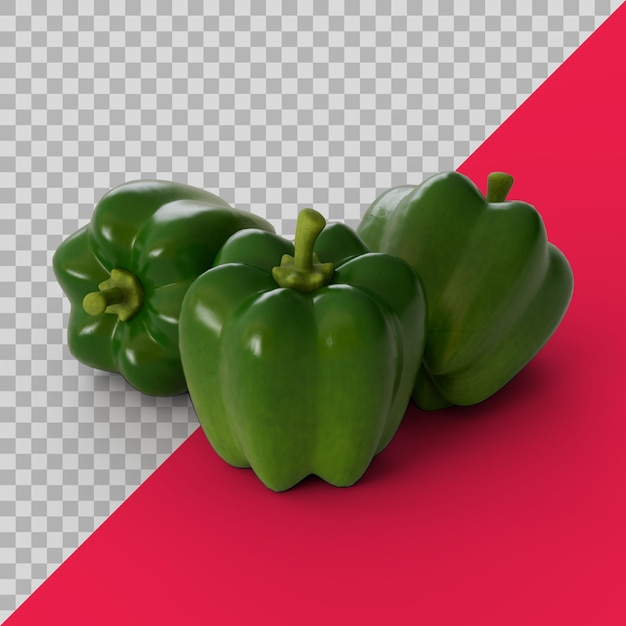 3D Stylized Green Peppers