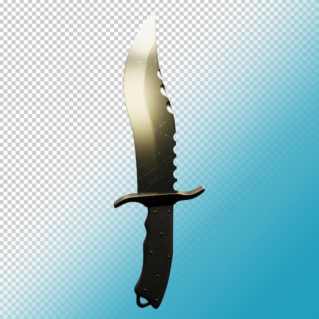 PSD 3d stylized hunting knife on transparent background