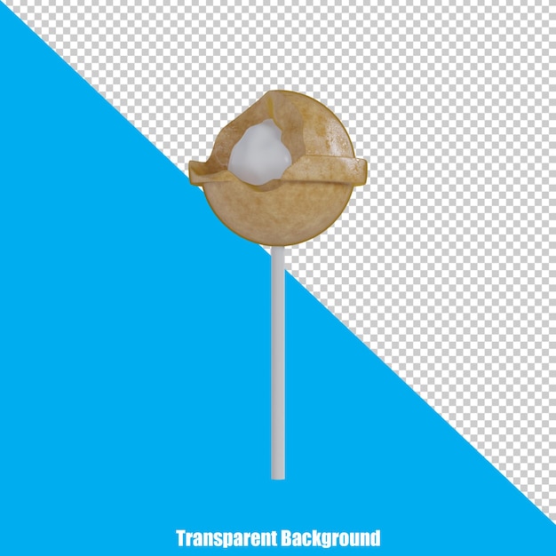 3d stylized realistic orange lollipop on transparent background